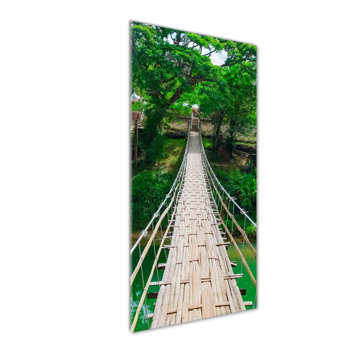 Impression sur verre acrylique Tulup 50x125 cm tableau mural paysage vert de pont suspendu