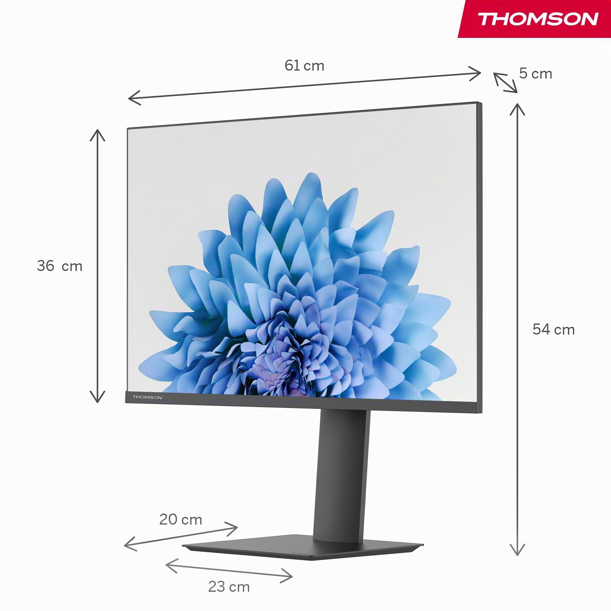 Thomson Monitor 27 pollici Full HD, frequenza di aggiornamento 100Hz, pannello IPS, supporto regolabile, HDMI, Adaptive Sync, supporto VESA 75x75, nero, M27FB5C14