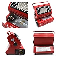 Vista 5 de HTTMT- Portable 2 in 1 Red Butane LP Gas Ceramic Heater Burner Warmer For Camping Emergency Heating Cooking Stove [P/N: ET-COOK009-RED]