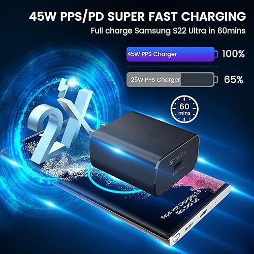 Miniatura 2 de Cargador Ultra S24 S25 tipo C, SCRUAK 45W PPS Cargador USB-C súper rápido de paredcoche para Samsung Galaxy S25 UltraS25+S25S24