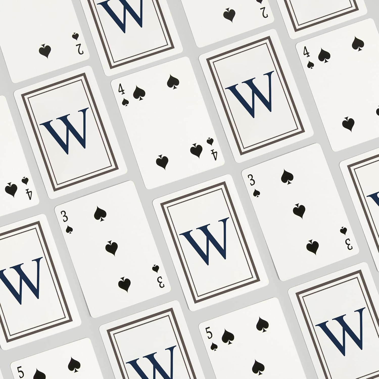 Lantern Press Monogram, Estate, Gray and Blue, W, 52 Playing Cards for Adults, Poker Size Card Deck