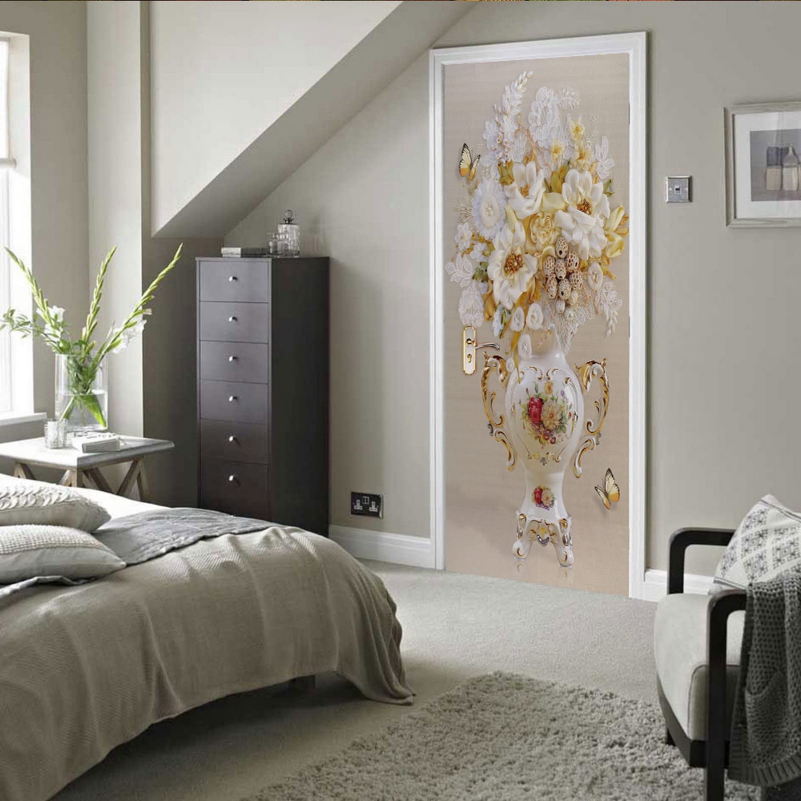 SLOW SOUL Set Of 2 Panels White Embroidered Flowers Sheer Curtains For Bedroom Living Dining Room Farmhouse Drapes Curtain With Rod Pocket White 52W X