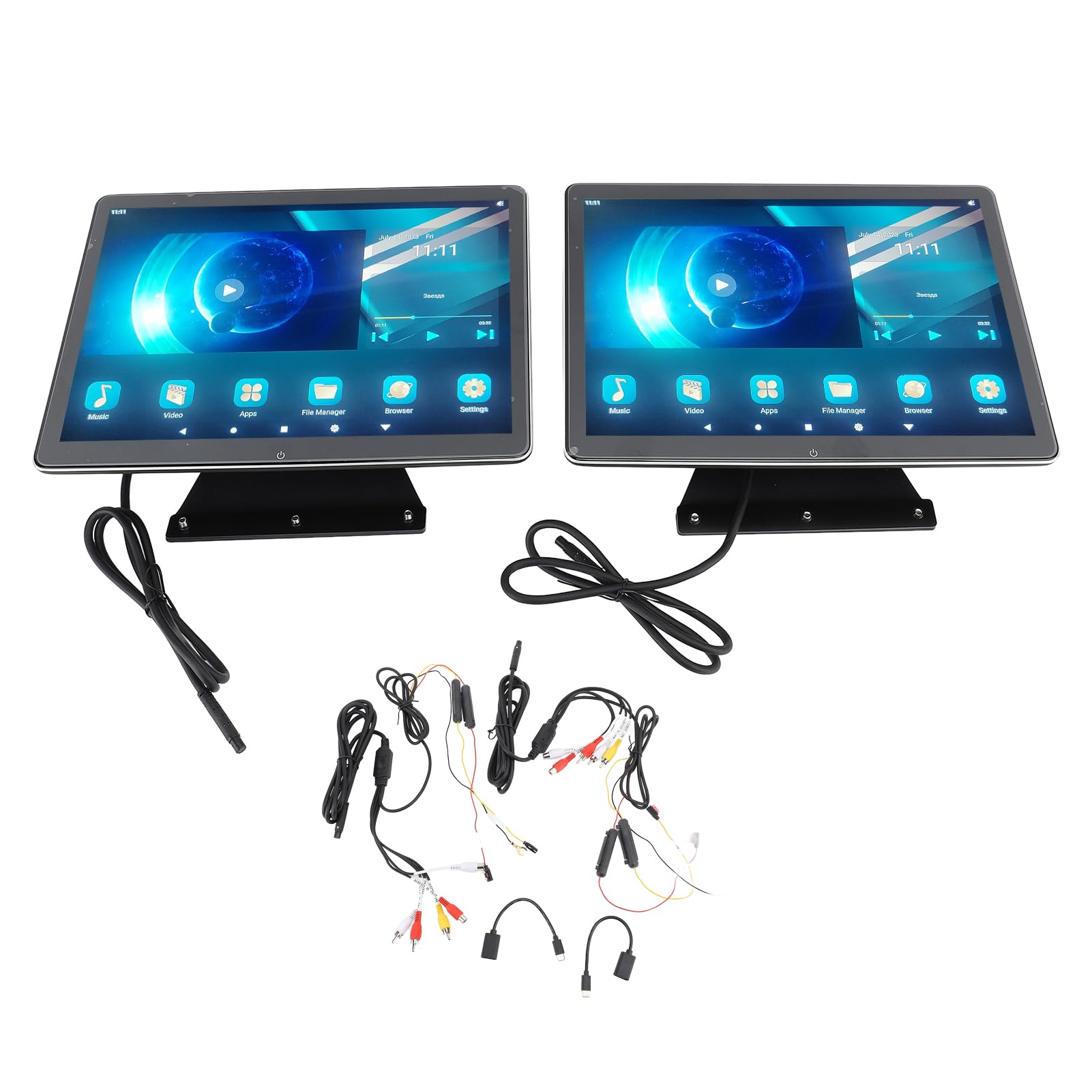 Monitor para reposacabezas, 1 par de 12 Pulgadas, Pantalla para Respaldo de Asiento de TV para automóvil, 2160x1440, Android 11, Entrada WiFi AV, Compatible con Serie 5 (2+32G)