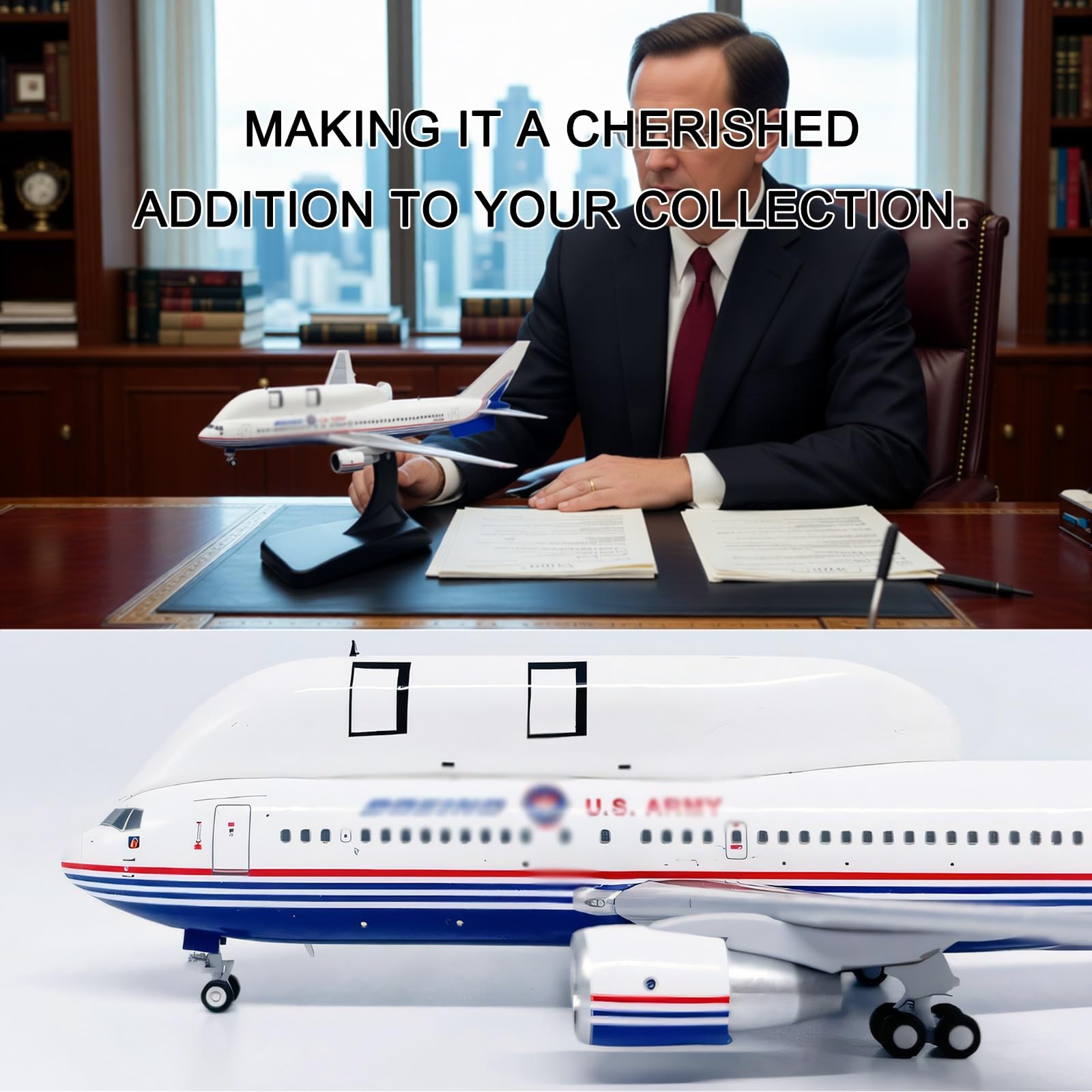 Replica collezione lega pressofusa autentica modello aereo B767 degli Stati Uniti in scala 1:400 con supporto espositivo, decorazione scrivania, regalo aviazione perfetto for collezionisti