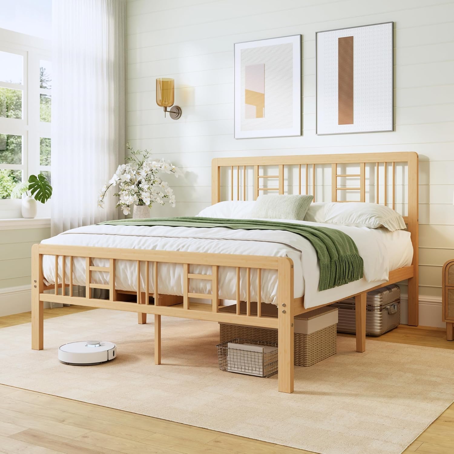 ZIYOO 10 Inch King Bamboo Bed Frame with Headboard