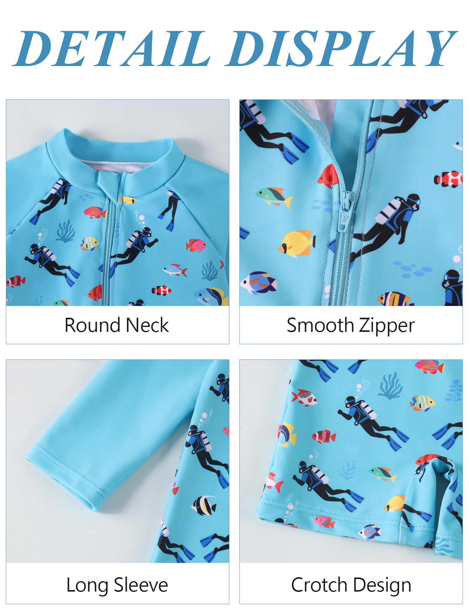 Happy Cherry Trajes de baño de una pieza para niños pequeños una pieza Rash Guard traje de baño de manga corta cremallera bebé verano playa trajes de baño 0-3 años