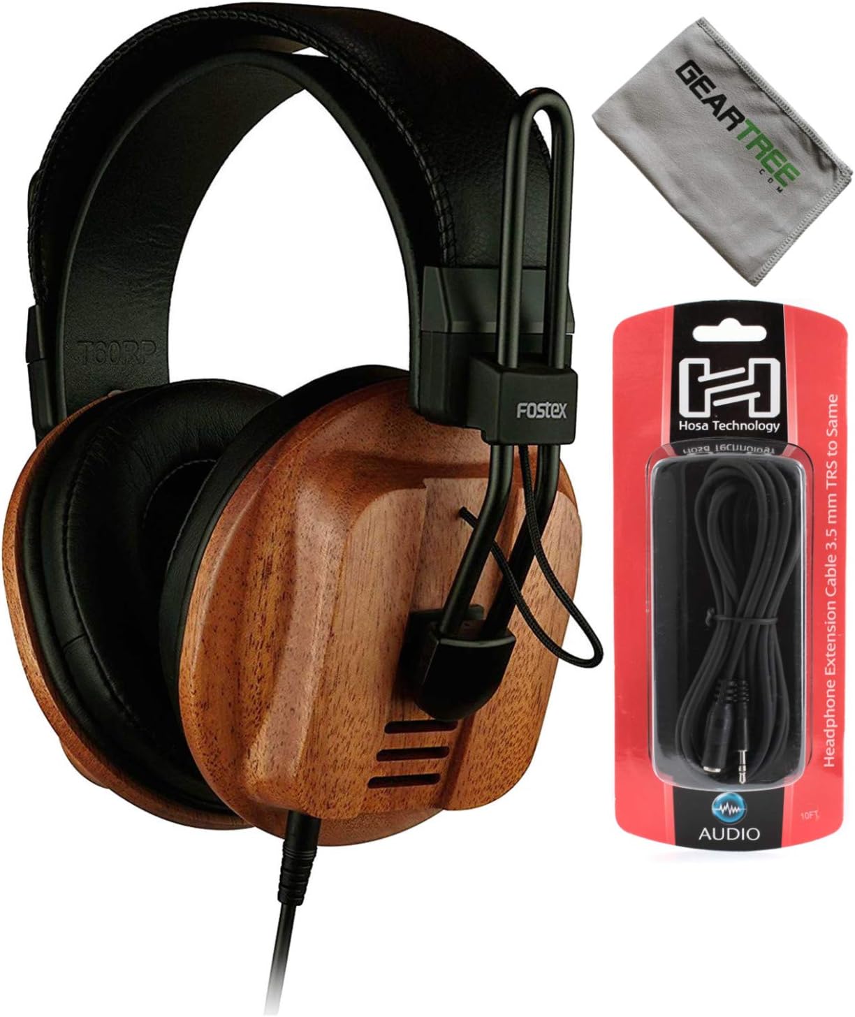 FostexT60RP Premium Mahogany Semi-Open RP Headphones w/Polish Cloth and Extens