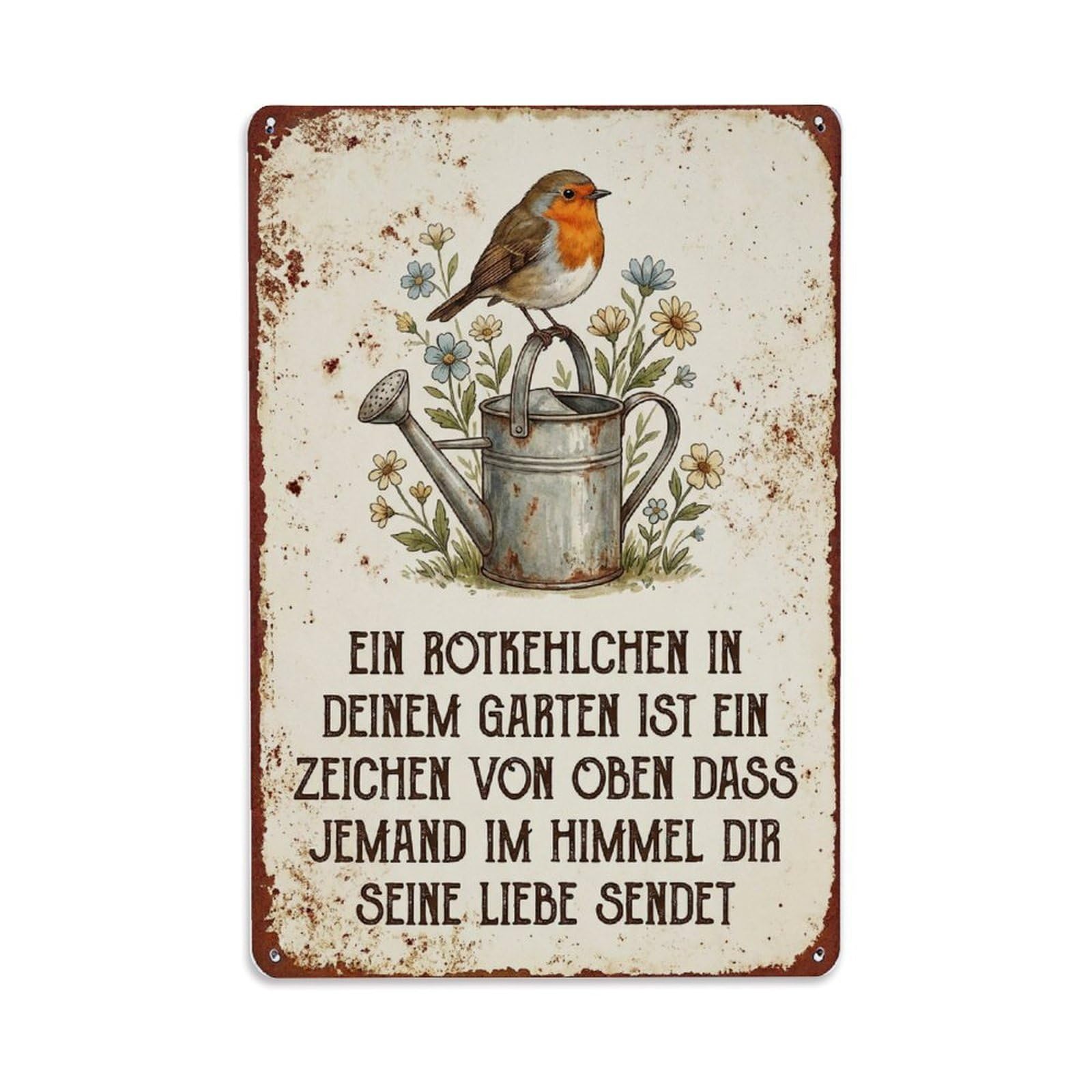 Robin Bird Garden Quote Heaven Metal Tin Sign Plaque Wall Decor for Cafe, Club Bar, Office, Home Garden Metal Poster 8x12Inch