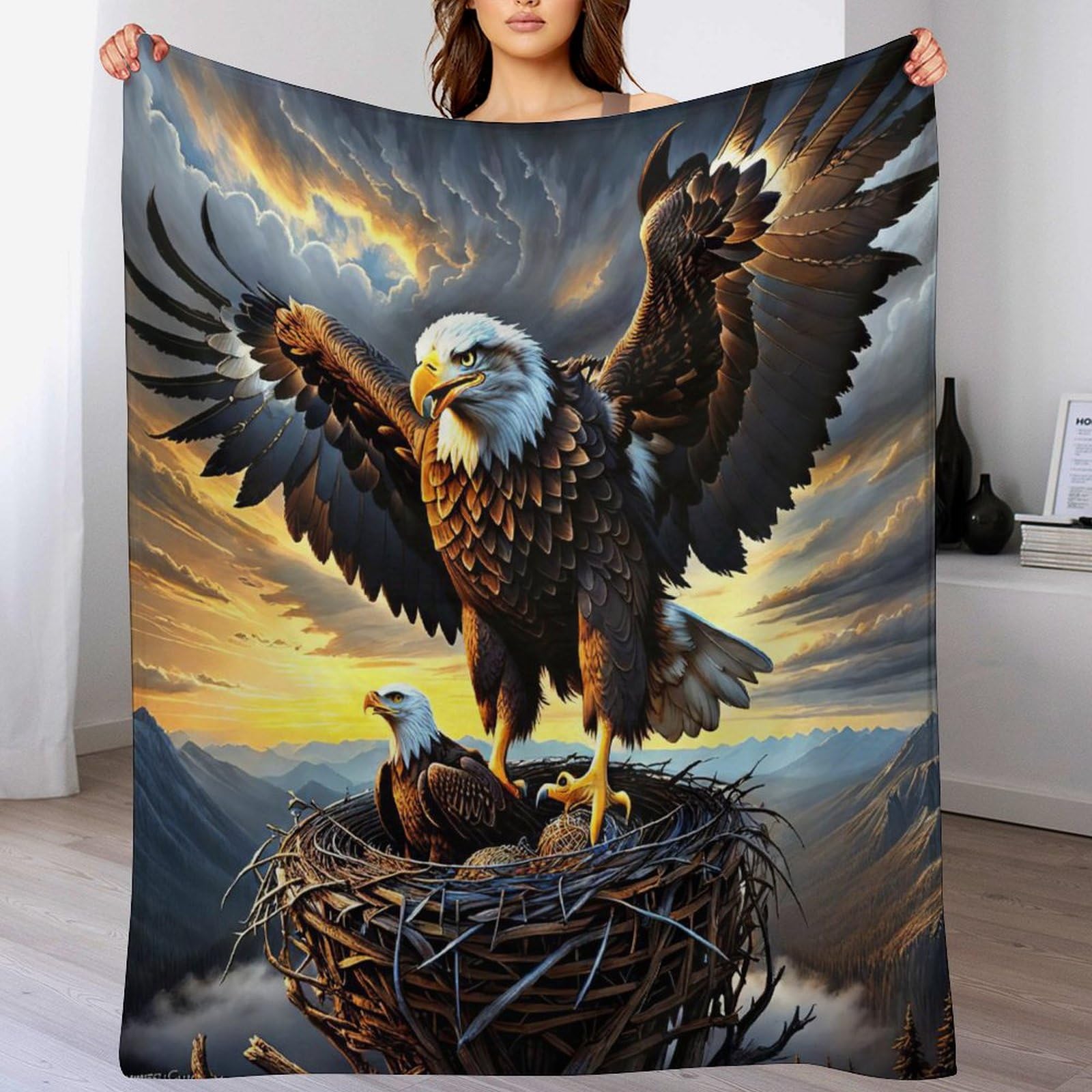 Couverture Aigle en flannel polaire chaude et facile à manipuler pour bébé