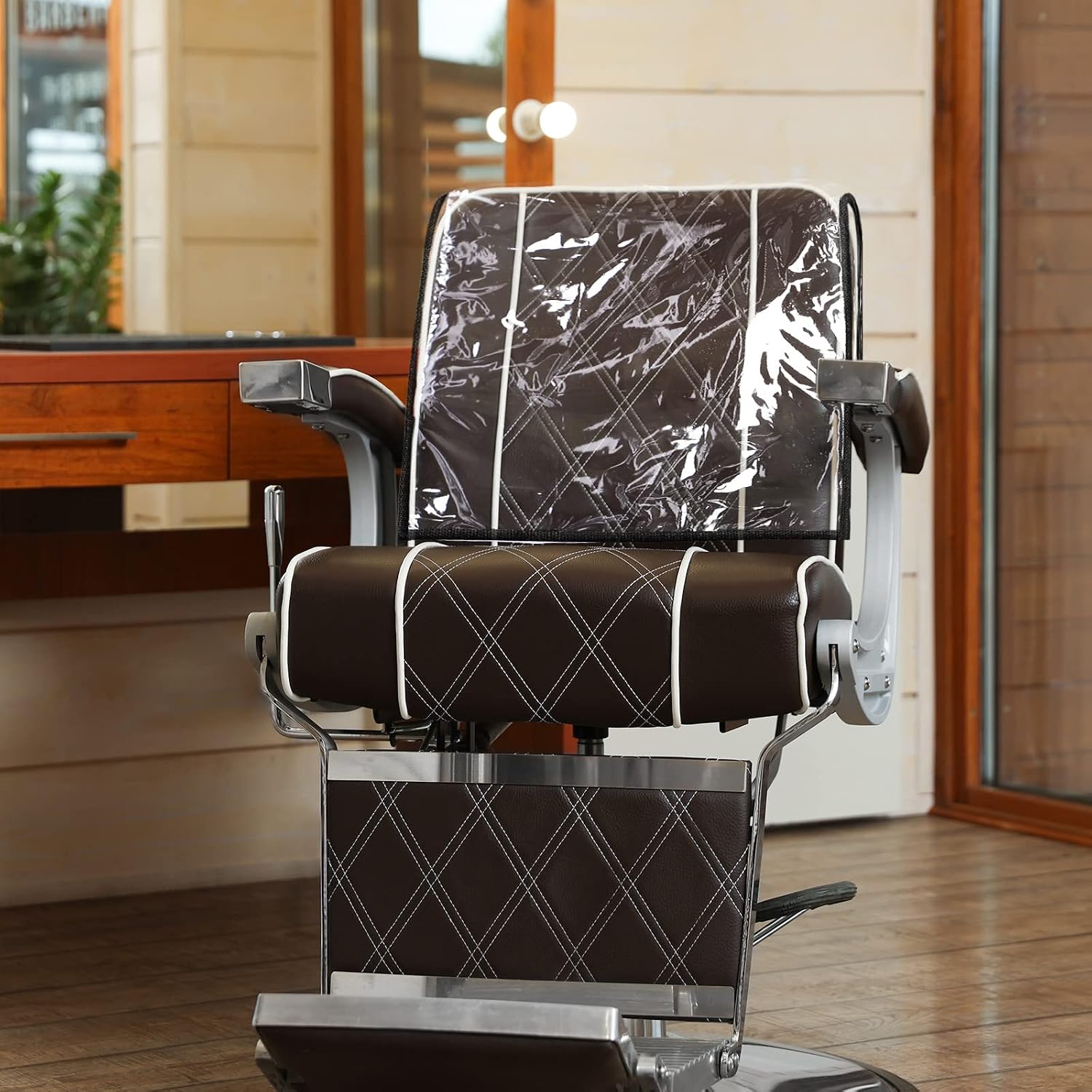 Hoolerry 8 Pcs Square Salon Chair Covers - Clear Plastic, 19.7 Inch for Standard Salon & Office Chairs(Black Edge)