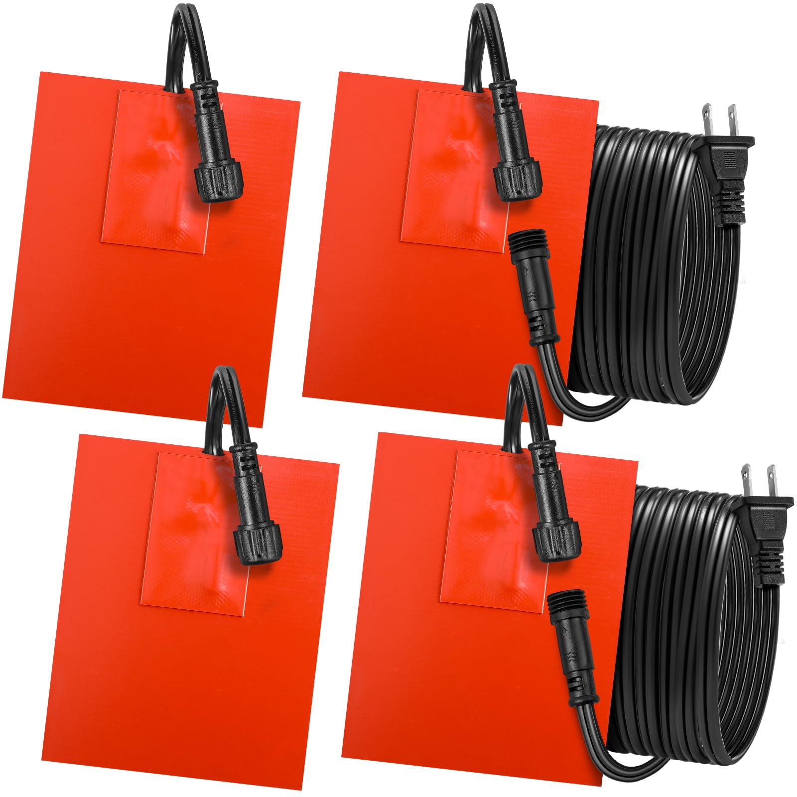 Threlaco 4 Pcs Silicone Car Engine Block Heater 4 x 5in 120V 150W Self Adhesive Oil Pan Heater Pad with 194°F Thermal Protector Silicone Heating Pad