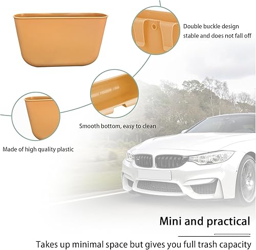 Miniatura 3 de 2 cubos de basura para automóvil con bolsa de basura enrollable, bolsillos de almacenamiento para colgar, organizador a prueba de fugas, contenedor