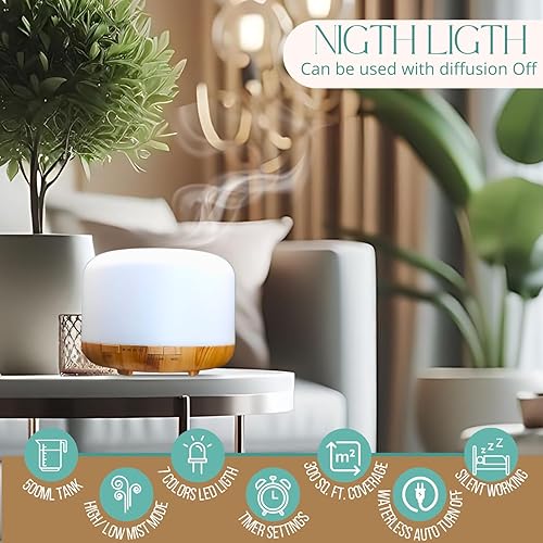 Miniatura 3 de Mystic Romance Difusor de aceite esencial, humidificador de aromaterapia de 16.9 fl oz y luz nocturna para un ambiente relajante en la oficina en