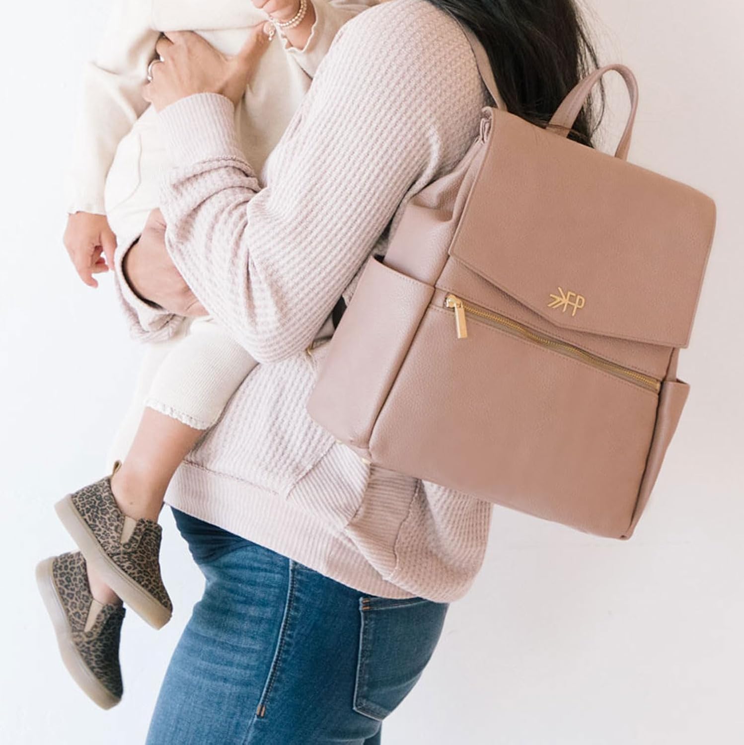 Leather Mini Diaper Bag Backpack, Compact Size with Changing Pad & Insulated Pockets | Freshly Picked - Image 6