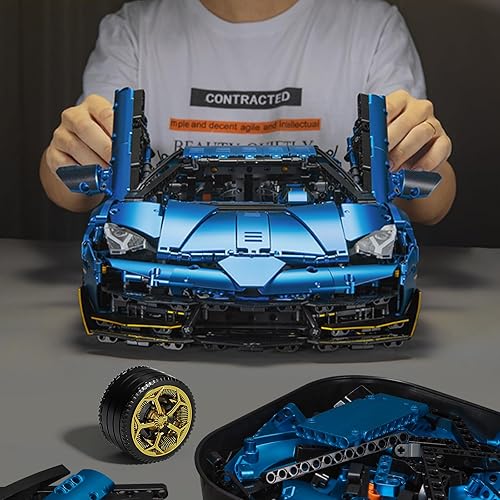 Miniatura 4 de ZYLEGEN Lambo - Juego de construcción de autos de carreras, modelo Hypercar, juguete de ingeniería, superauto a escala 18, kit de coche deportivo