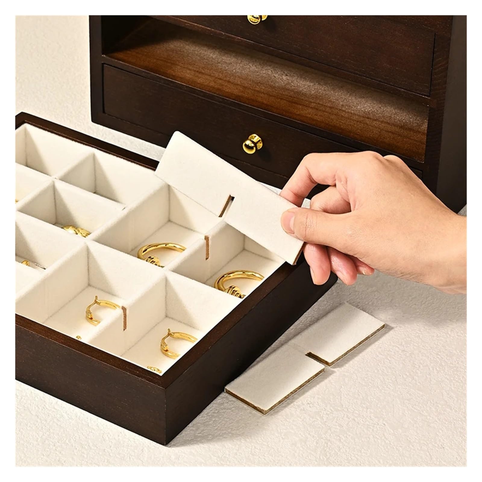 Joyeros Organizador Joyero De Madera Multicapa Caja Para Joyas | Almacenamiento para adorno de aretes