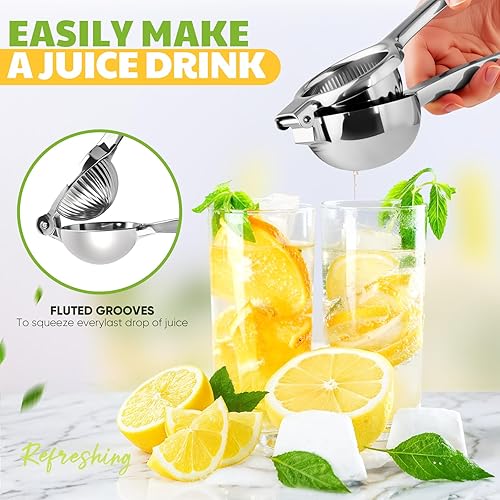 Miniatura 3 de Exprimidor de limón extra grande, exprimidor de limón de acero inoxidable, exprimidor manual de cítricos de alta resistencia, herramientas de