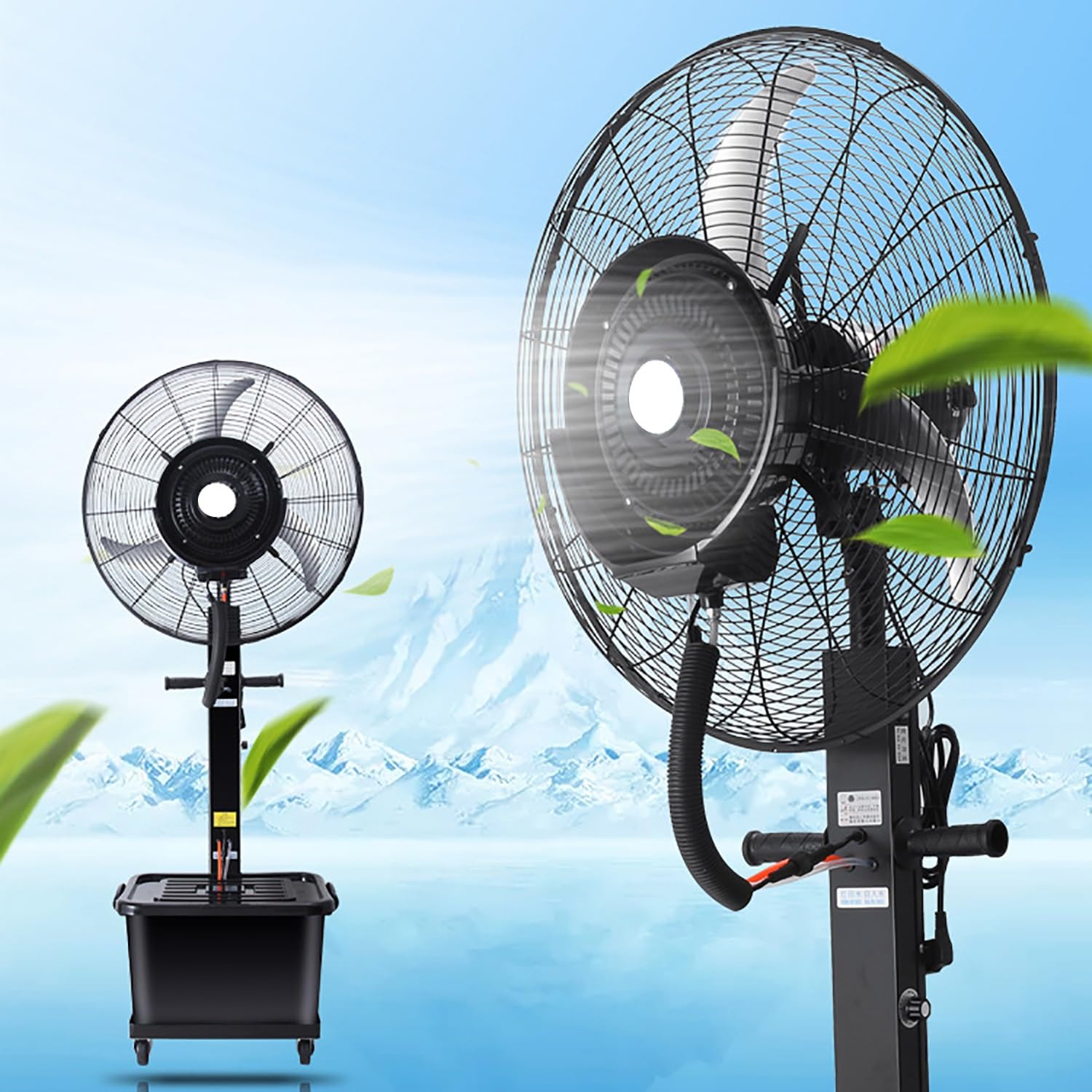 asdchZen Outdoor Oscillating Pedestal Misting Fan With 42L Tank, 3 Speeds & 26In For Patio, Garden, Industrial Cooling,Fixed-750mm (30in)