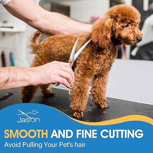 Miniatura 2 de JASON Tijeras de aseo para perros de 7.5 pulgadas, tijeras curvadas profesionales con mango ergonómico, tijeras japonesas de acero inoxidable 440C