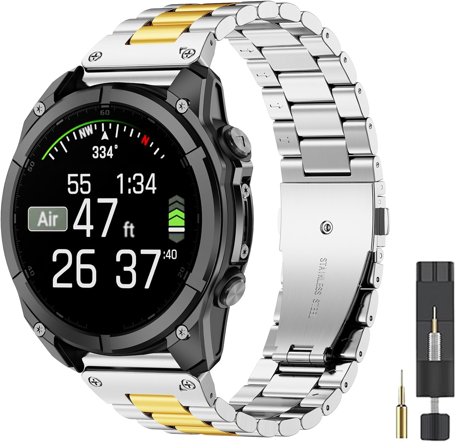 20mm Metal Watch Band Compatible With Fenix 8 AMOLED 43mm/Fenix 7S/6S/7S pro/6S pro/5S/5S Plus,Stainless Steel Quickfit Strap for Descent Mk3 Mk3i 43mm/epix Pro Approach S70 42MM/Descent Mk2s