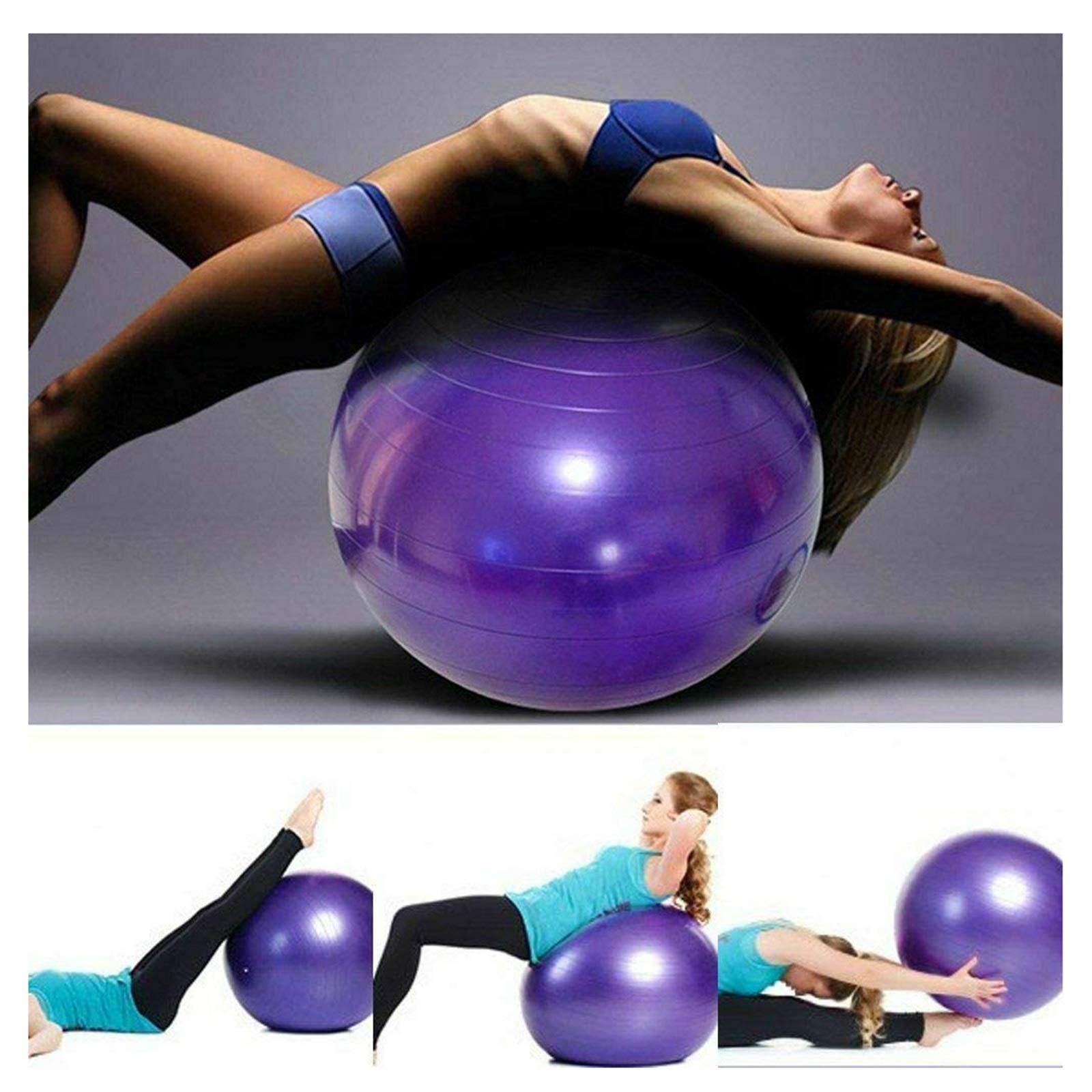 Gymnastikball, Sitzball Büro Ergonomisch, Yoga Ball Groß (55-85cm), Anti-Slip Berstsicher Dicker Robuster, für Schwangerschaft Balance Yoga Fitnessball