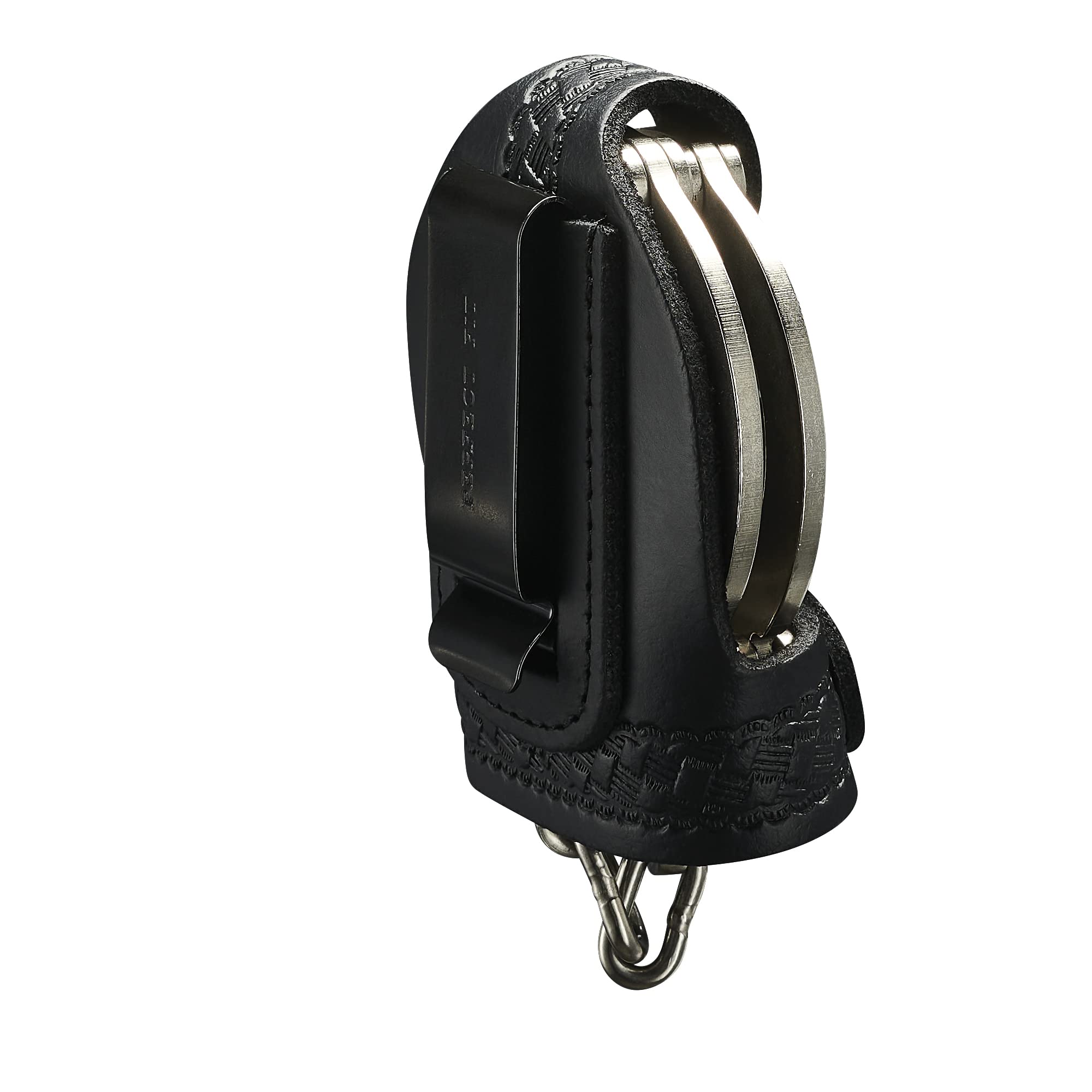 Perfect Fit Shield Portafogli In Vera Pelle Nera Per Manette, Con Clip Per Cintura, Stile Detective, Fatto In USA