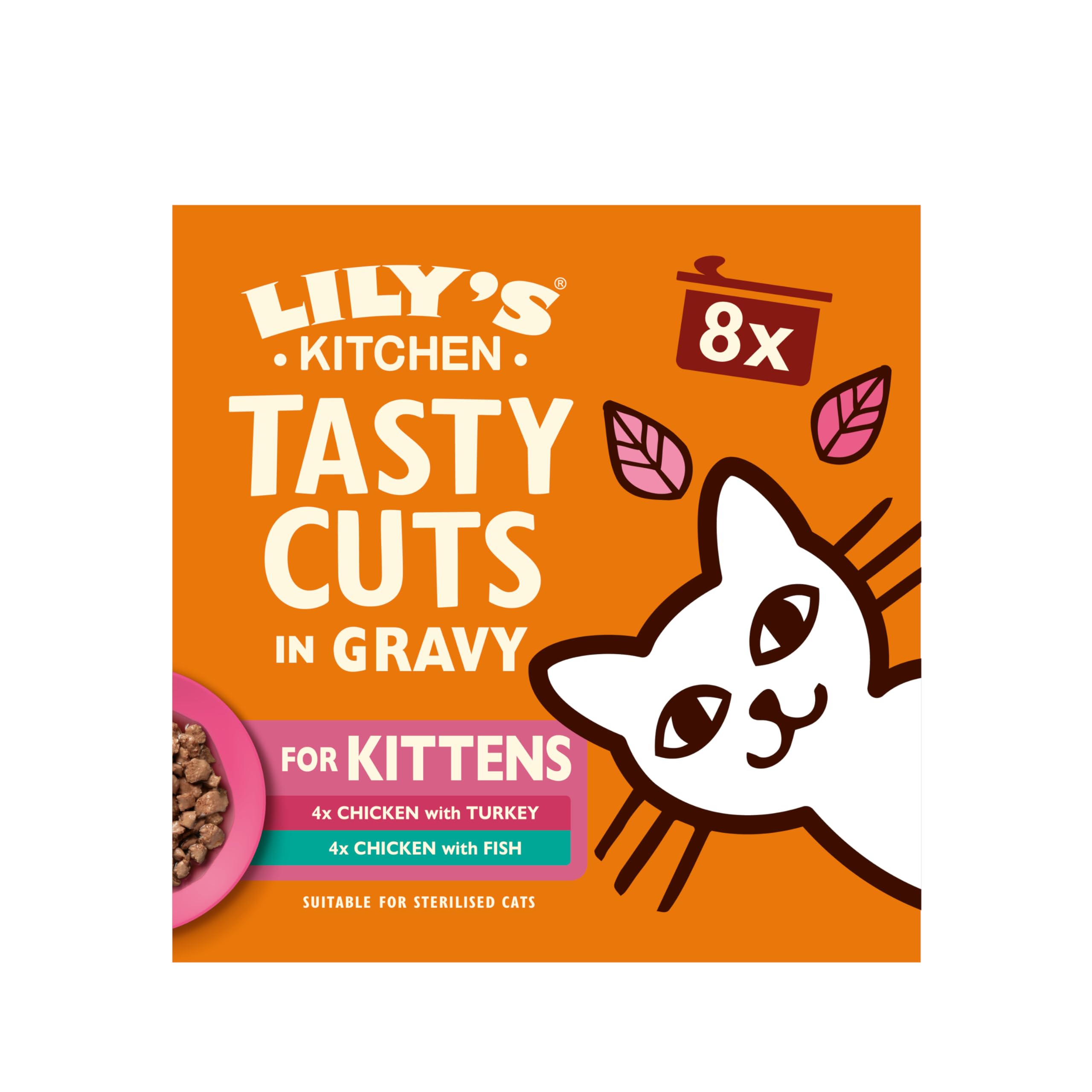 Lily’s Kitchen Tasty Cuts in Gravy, Complete Nutrition, Kitten Wet Food Multipack (48x85g) Tins, Tailored for Kittens, With Freshly Prepared Meat, offal & fish, Grain-free Recipe