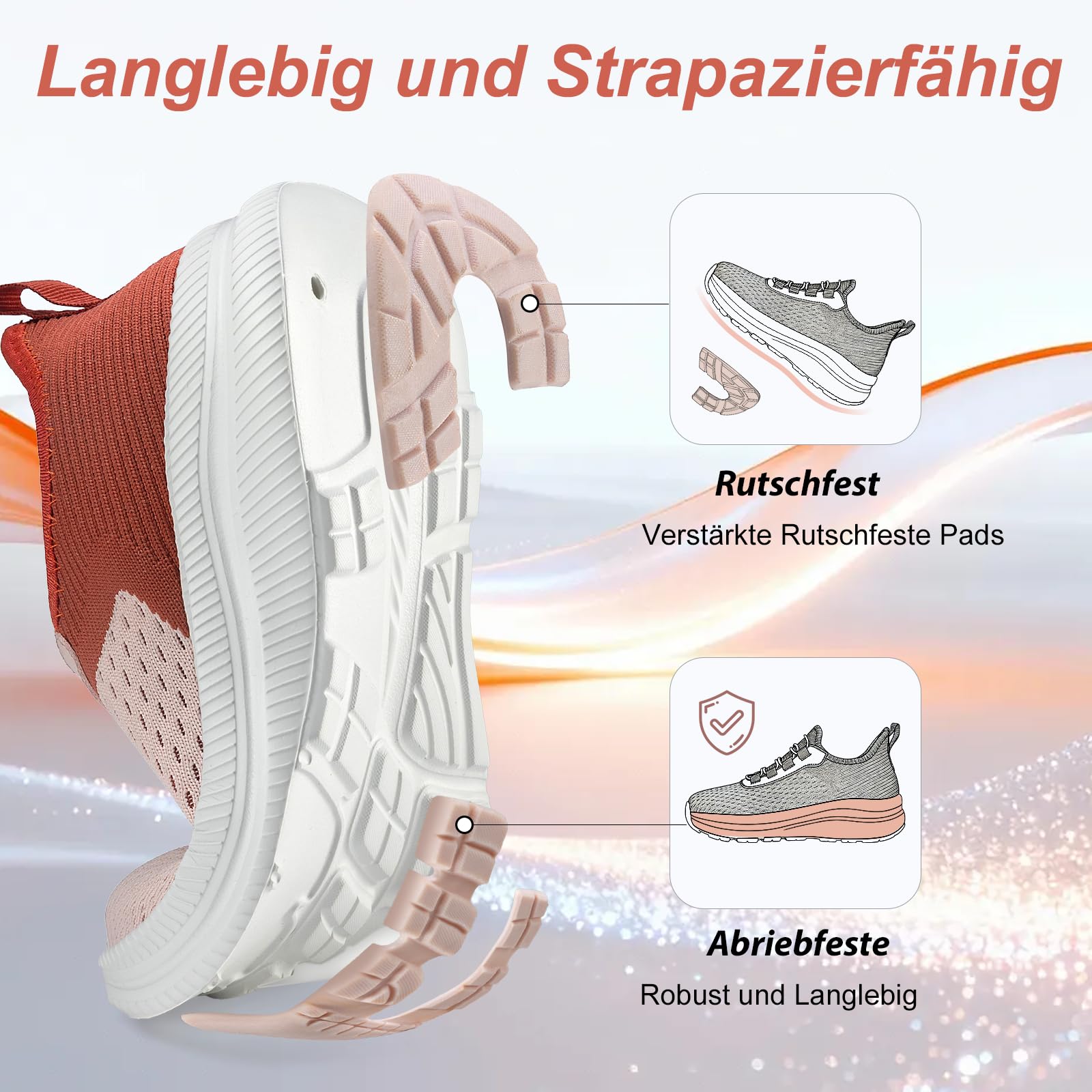 ZOVE Slip on Sneakers Damen rutschfeste Turnschuhe Atmungsaktives Leicht Sneaker & Sportschuhe für Damen Dämpfung Bequem Geeignet für Walking Fitness Jogging Freilandsport FR Size