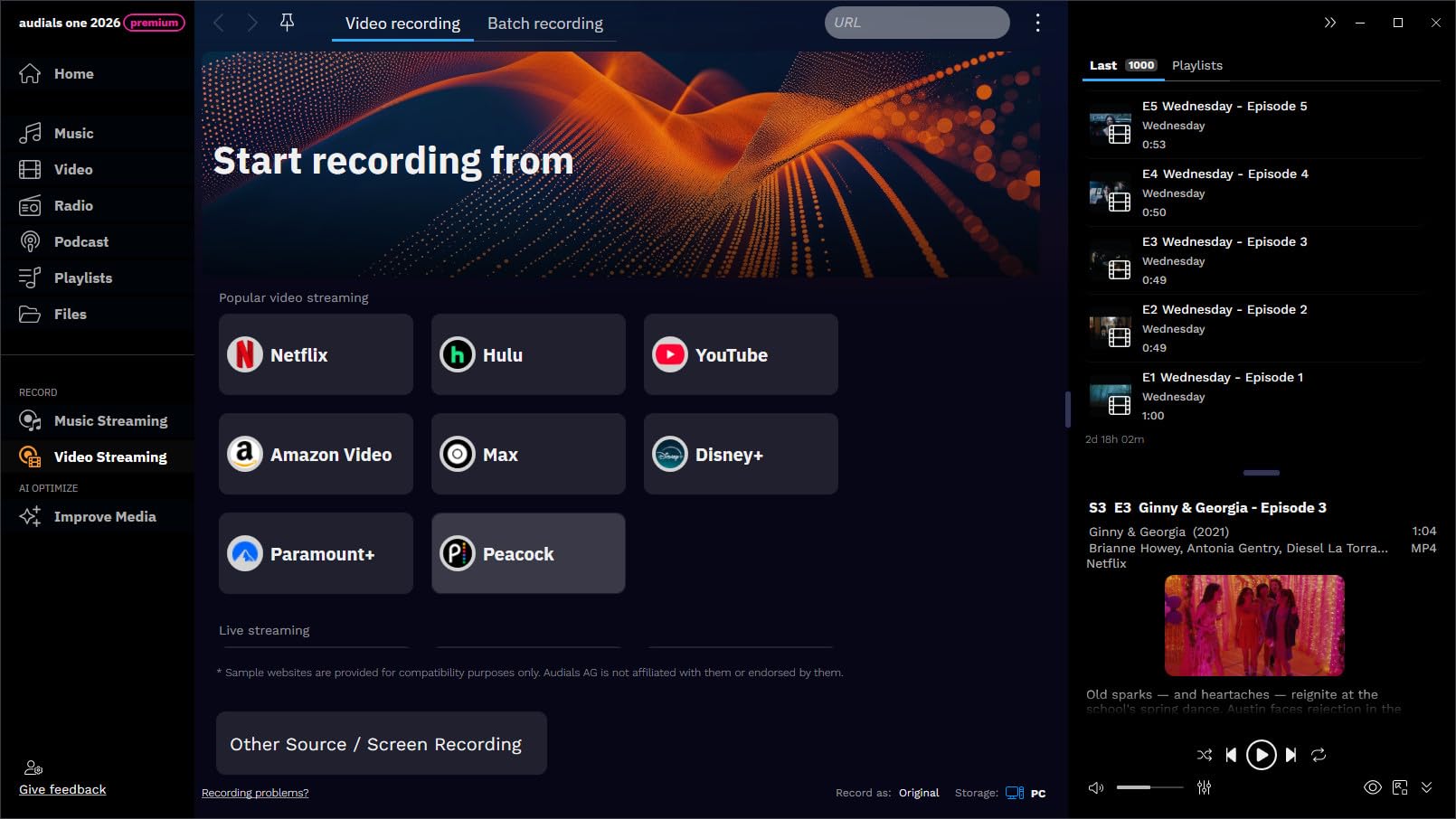 Audials one 2026 Premium - Enregistreur en streaming et optimisation IA pour musique, vidéo, radio, podcast | Premium | 1 appareil | 1 Usager | Code d'activation PC - envoi par email