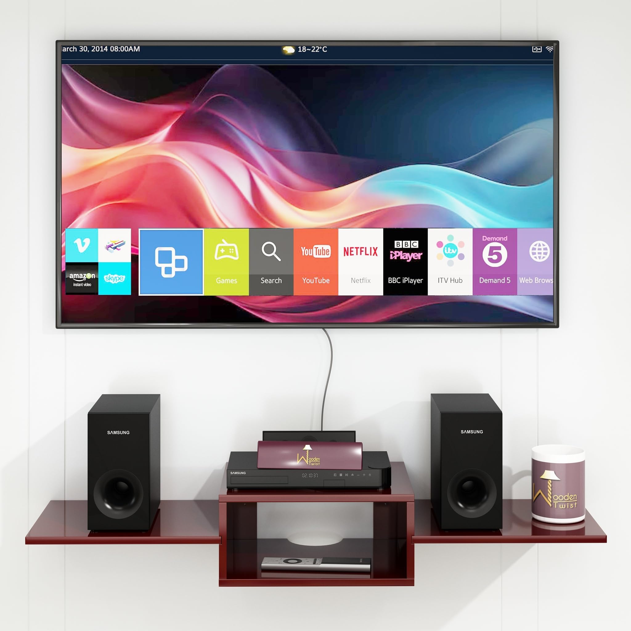 Engineered Wood TV Entertainment Unit/Wall Set Top Box Stand Shelf (Standard Wenge)