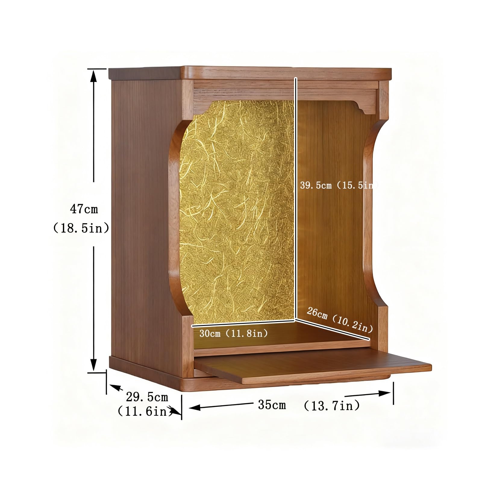 Armadietto da parete in legno massello buddista – Santuario Guanyin & Dio della ricchezza per decorazione domestica, scrivania e parete, tavolo da meditazione spirituale