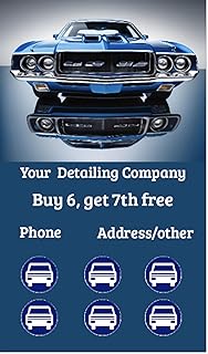 Customize YOUR COMPANY Auto Detailing or Car Wash Loyalty Punch Business Cards Personalized with your business info (500)