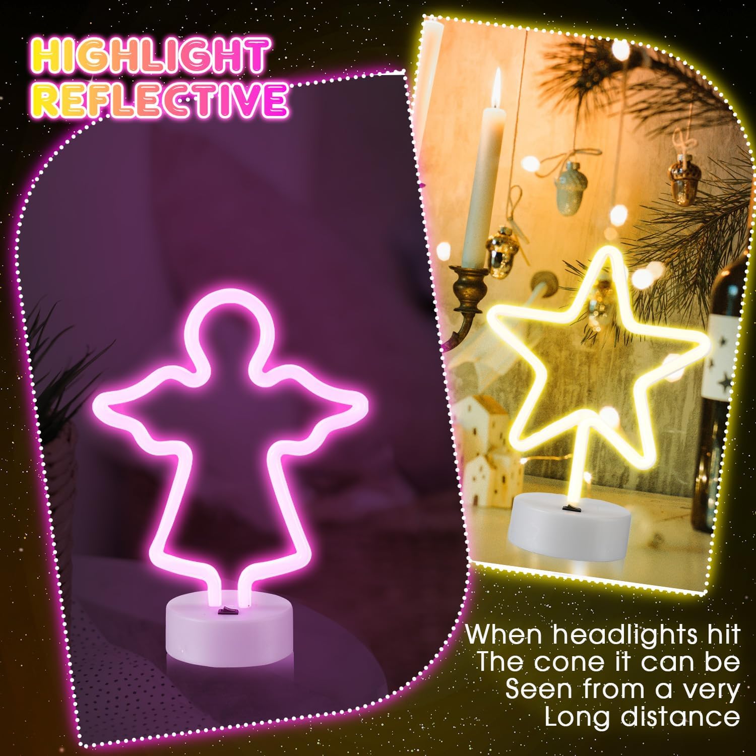 Baquler 4 Pcs Christmas Neon Light Tabletop LED Neon Sign with Holder Base Snowman Light up Night Lights Battery or USB Powered Holiday Decorations for Bedroom Party Supplies