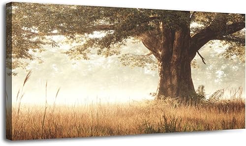 Miniatura 14 de 20"x 40" Canvas Wall Art Forest Green Nature Landscape Vintage Oak Tree Sunrise Mountain Framed Pictures Painting Prints Large Wall Art for Living