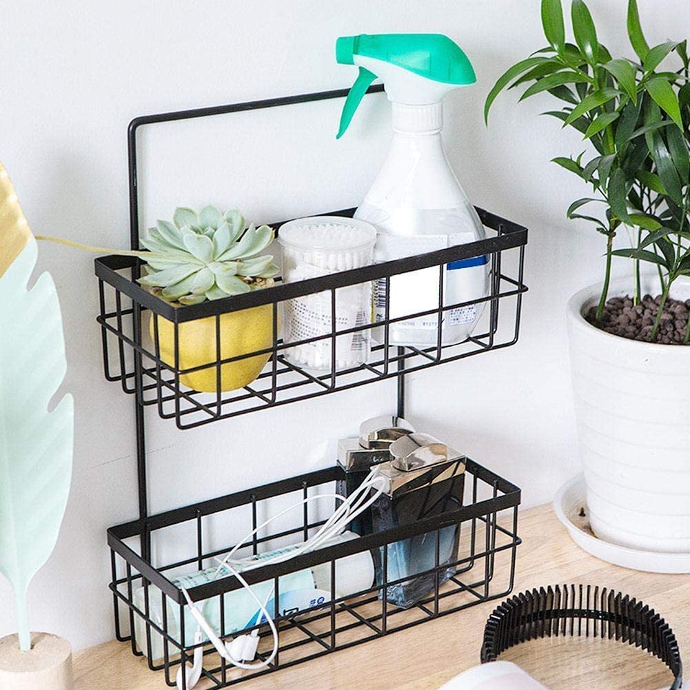 28332 Wall Mounted Multi-Layer Organization Rack Wall-Mounted Storage Rack Storage Basket, Wrought Iron Storage Rack Kitchen-image-16