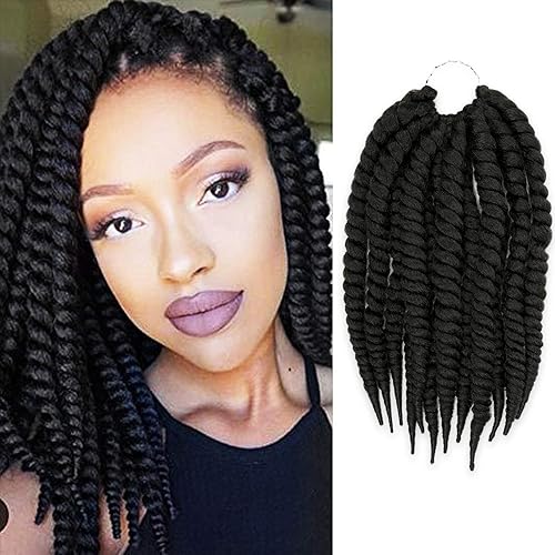 Miniatura 25 de AU-THEN-TIC Jumbo Senegalese Twist Crochet Hair, 12 pulgadas, paquete de 6, extensiones sintéticas para estilos Habana y Mambo Twist, (azul)