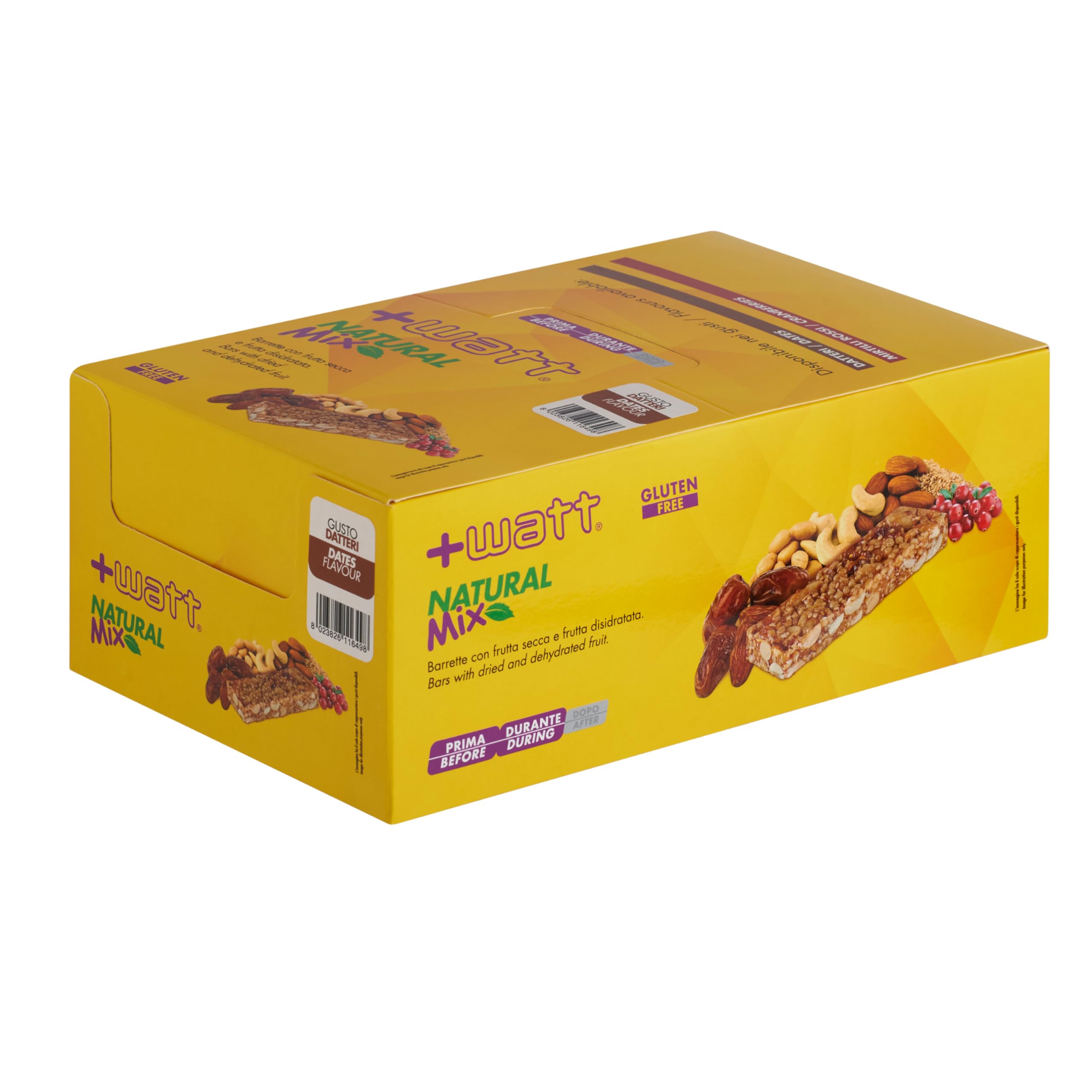 Natural Mix - barretta energetica ad alto contenuto di acidi essenziali a base di frutta secca - Ideale prima e durante gli sforzi prolungati - 24 barrette datteri