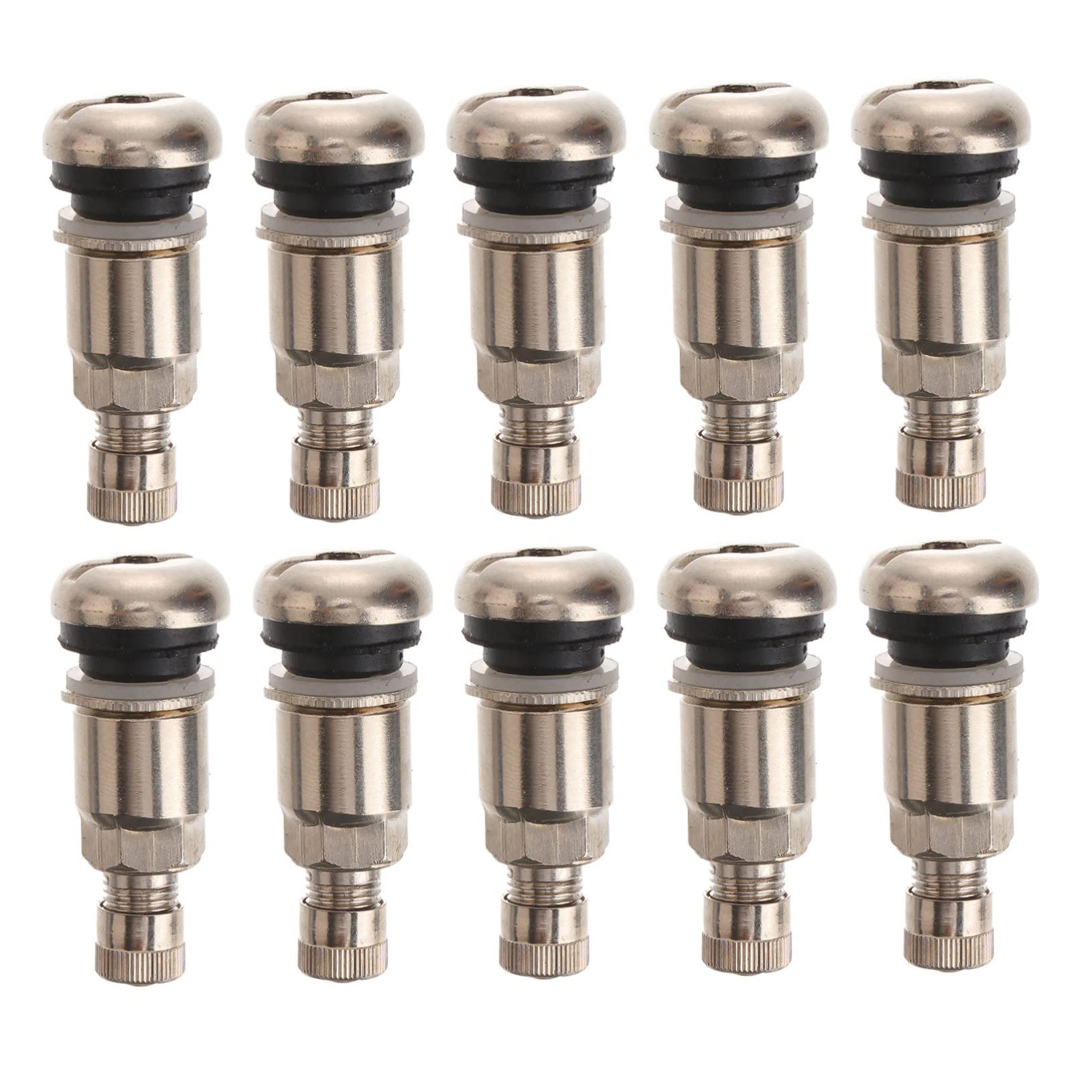 FAVOMOTO 10 Pezzi Valvola del Pneumatico Steli delle Valvole Pneumatici Imbullonati Steli delle Valvole Fori del Cerchione Stelo Valvola per Bordo Acciaio Inossidabile Piatto
