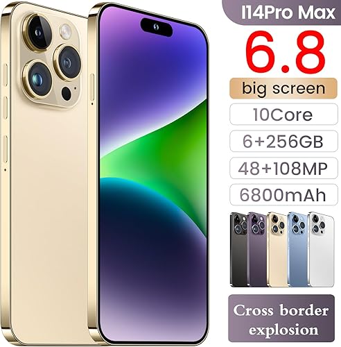 Miniatura 4 de KURSARKEE I14 Pro MAX Unlocked Cell Phone,Smartphone Long Battery Life 6.82" HD Screen Unlocked Phones, 6+256GB Android 13.0 with 128G Memory Card,