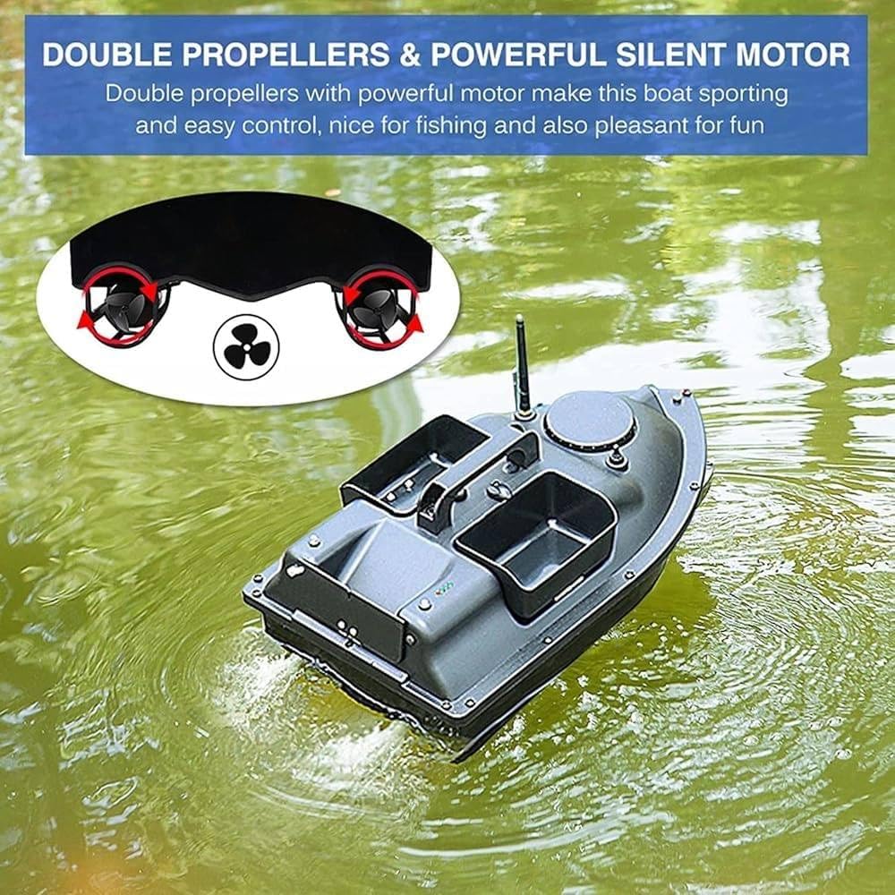 łódka Z Gps Rc Feed Boat (2 Baterie 5200 Mah) + Bezprzewodowa Echosonda, Z 3 Katapultami I Podwójnym Silnikiem, Oznaczenie 16 Miejsc Do łowienia Ryb,C