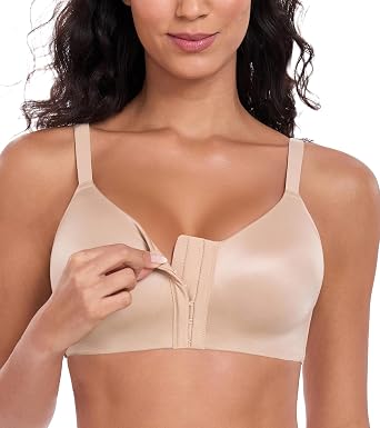 HACI Womens Front Closure Bra Seamless Full Coverage Everyday Wirefree Padded Bralette Raceback