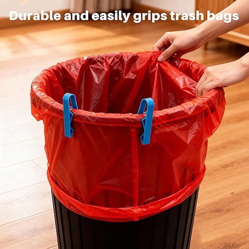 Miniatura 7 de AUEAR, Paquete de 10 clips para bolsas de basura, abrazadera de cubo de basura, clip de fijación antideslizante, color azul