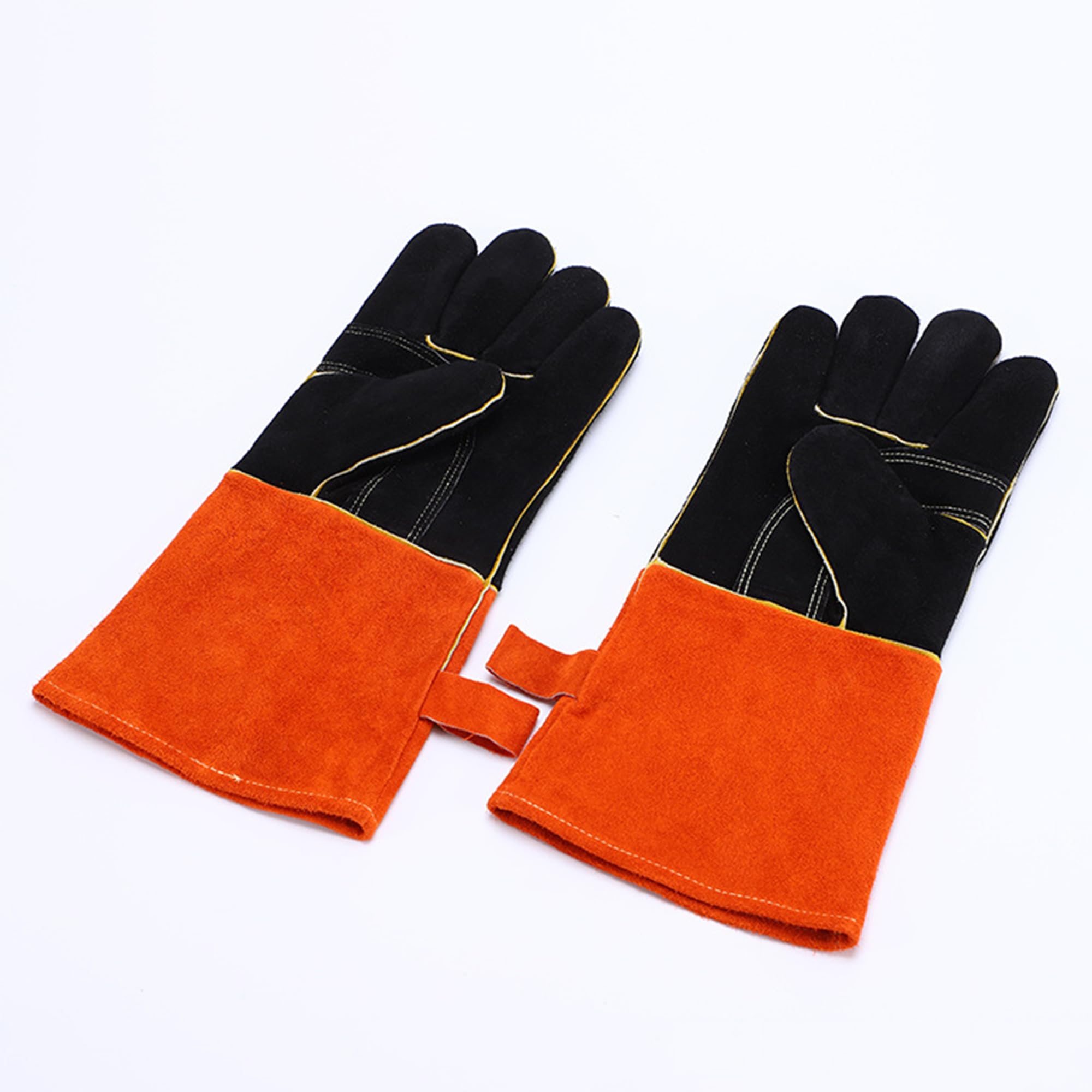 SUQ Guantes de Barbacoa de Cuero Resistentes al Calor, Guantes de Chimenea, Guantes de Horno, Guantes de protección contra el Calor a Prueba de Fuego, Guantes de Soldadura, Jardinería