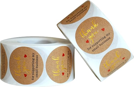 Amazon Com 2 Rolls 1 5 Inch Thank You For Supporting My Small Business Stickers Thank You Stickers Small Business Supplies 500 Stickers Per Roll Gold Office Products