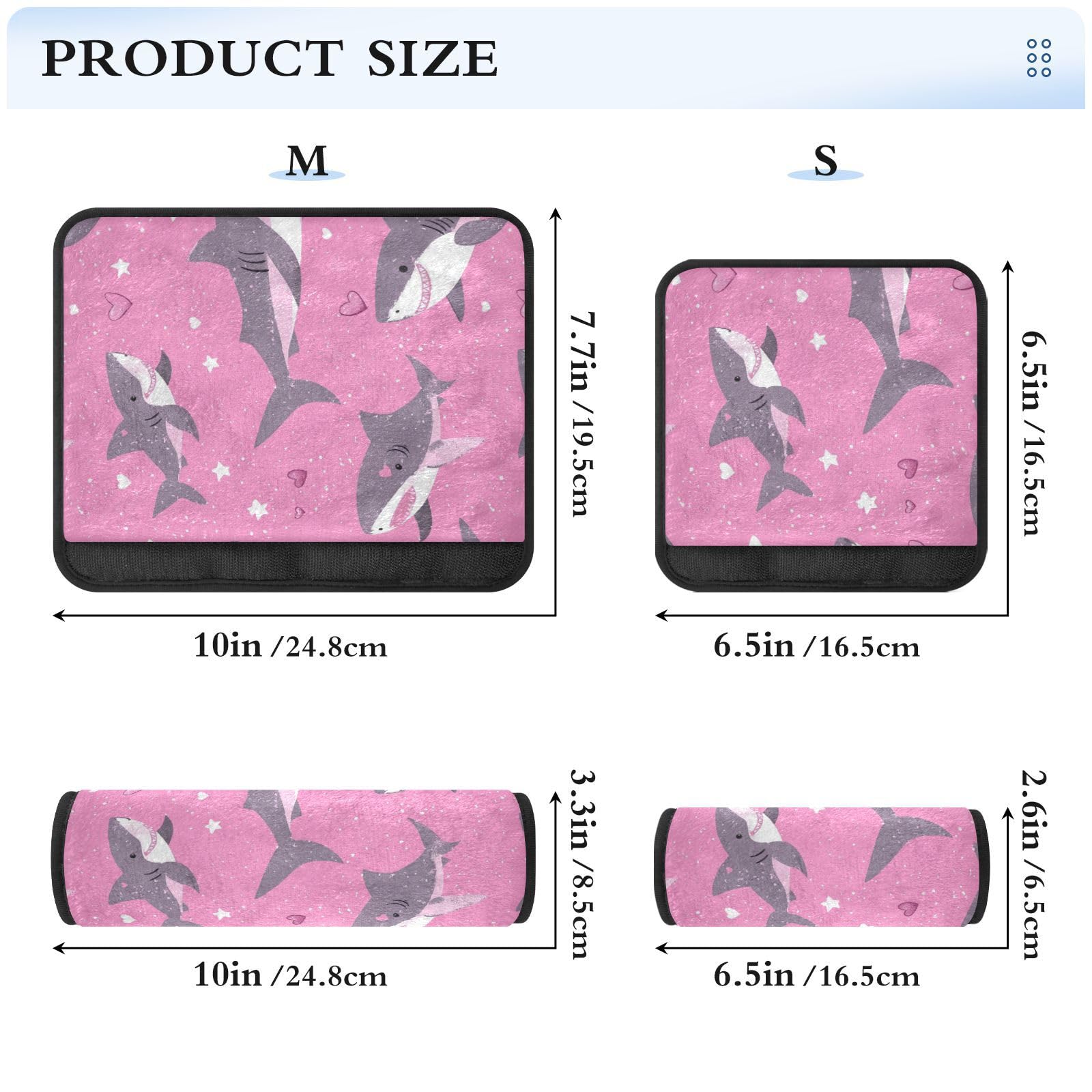 Seat Belt Covers 2 Pack Sharks Pink Car Seat Strap Covers Super Soft Stars Car Seat Neck Cover for Boys Girls Adults Babies M