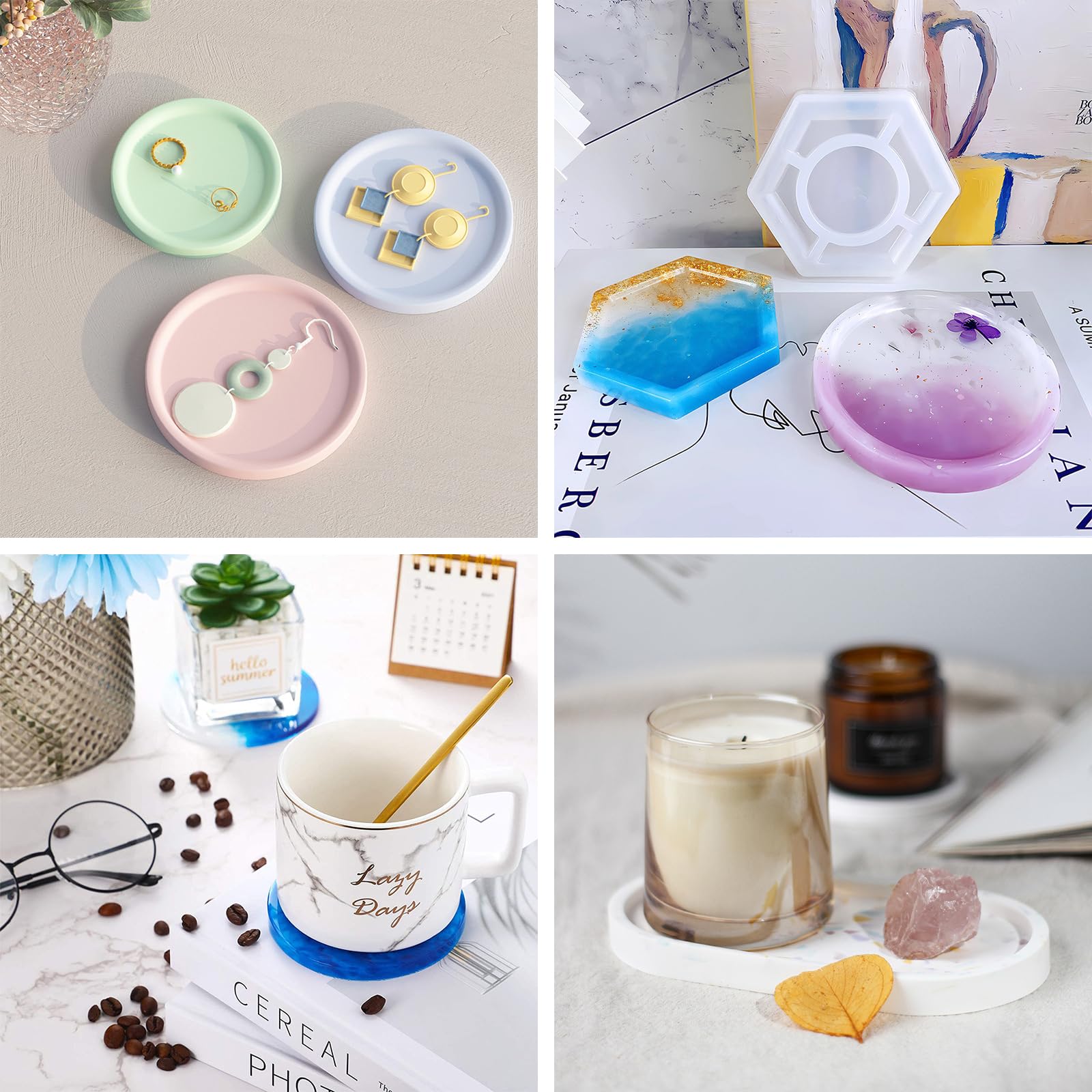 Schaal met streepjes reliëf & Pigment – incl. Epoxy Giethars ( gratis extra setje Epoxy!) - www