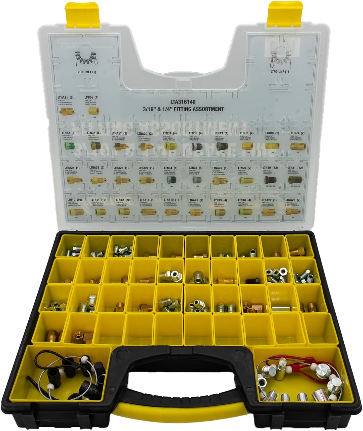 4LIFETIMELINES Premium Brake Line Fitting Kit: Complete Assortment Including Union & Adapter, 32 SKU - for 3/16" & 1/4" Tube Nuts, Ensuring Robust & Secure Connections for All Brake Line Repairs