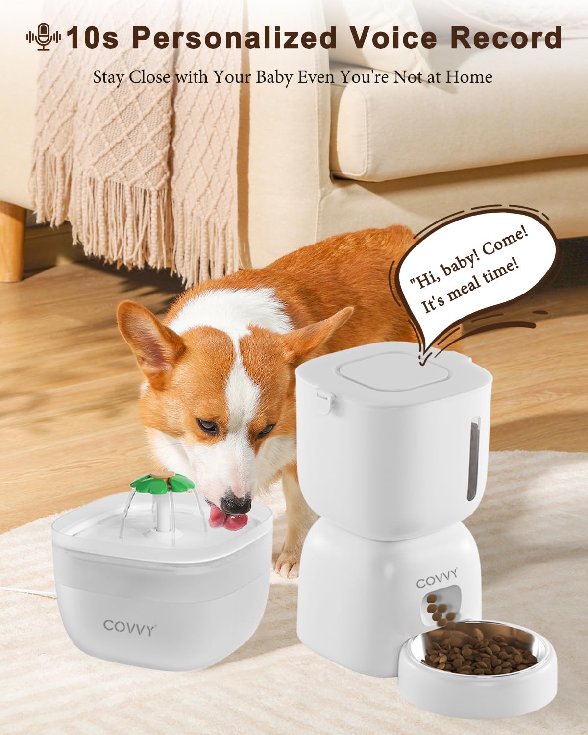 Juego de comedero automático para mascotas y agua para gatos, dispensador de alimentos para perros con pantalla LCD, temporizador para gatos y perros, control de porciones de 1 a 4 comidas