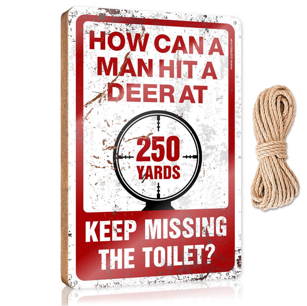 YYHLEH House Decor Clearance Funny Signs For Bathroom Bathroom Hit A Deer Wooden Sign(23X35CM)