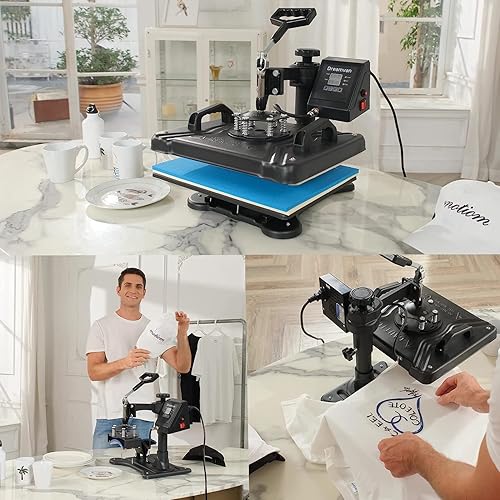 Miniatura 7 de AKEYDIY Máquina de prensa de calor 8 en 1 máquinas profesionales de prensa de calor de 12 x 15 pulgadas máquina de transferencia de sublimación